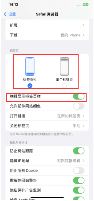 巴彦苹果手机维修分享Safari浏览器如何切换标签栏位置 