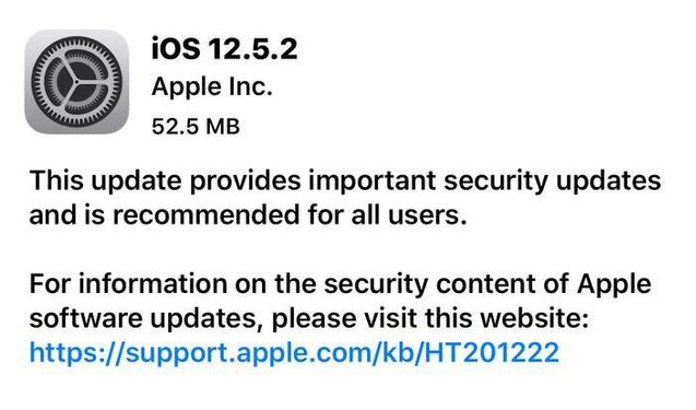 巴彦苹果手机维修分享iOS12.5.2发布，建议所有老苹果用户安装 